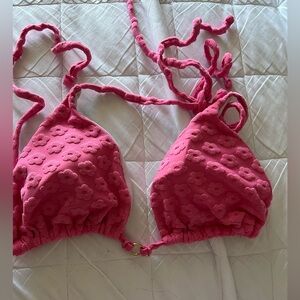 Size Large/XL Pink Flower Bikini Top